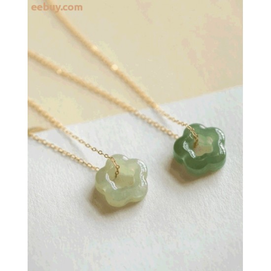 Wholesale Green Hetian Flower Pendant Necklace Wholesale Green Hetian Flower Pendant Necklace